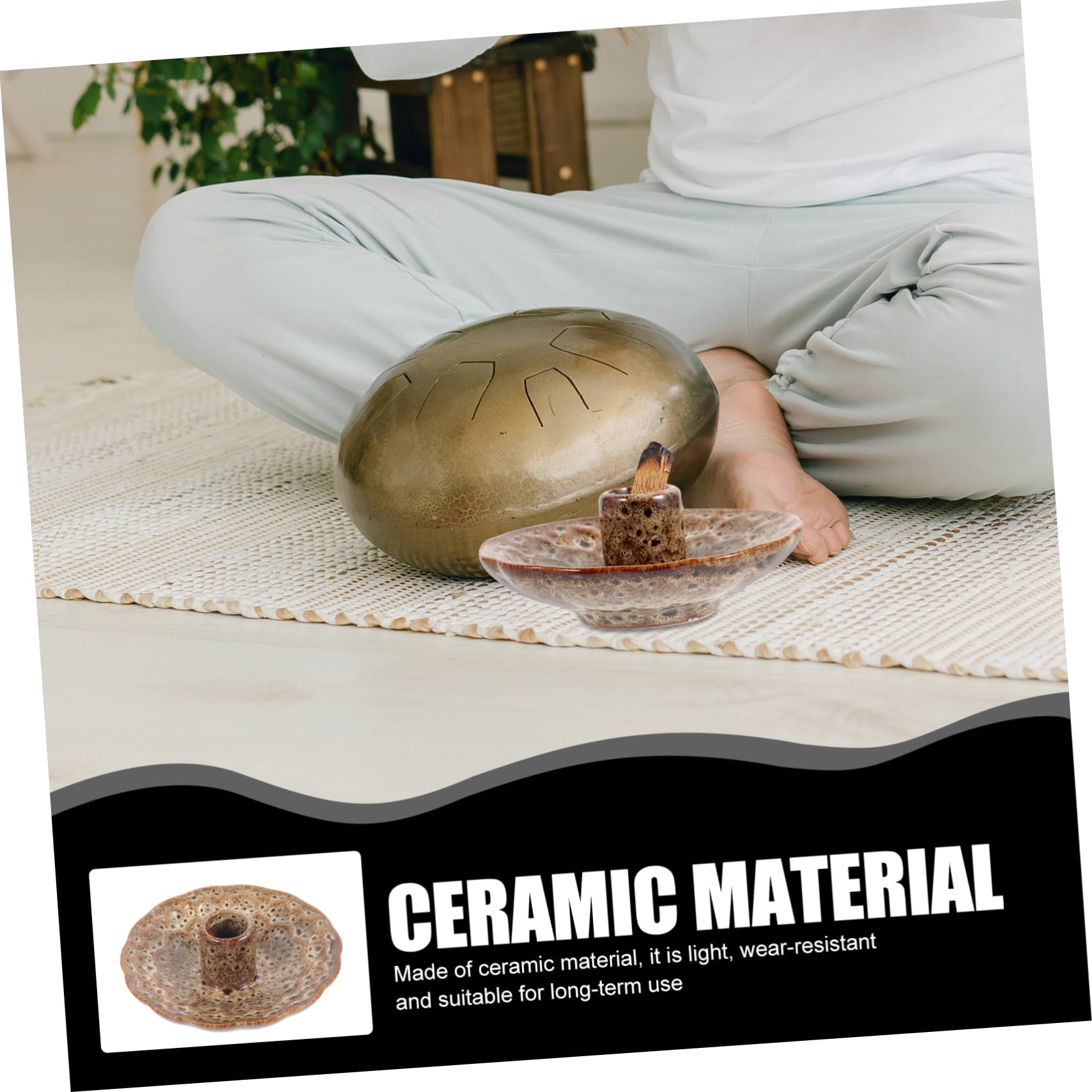 GLEAVI 4 Stück Räucherstäbchen Halter aus Holz und Keramik Eleganter Incense Burner für Meditation und Yoga Stilvolles Desktop Perfektes für Spirituelle Anlässe und Zuhause