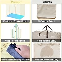 Vista 5 de BALEINE Paquete de 4 bolsas de comestibles reutilizables con parte inferior reforzada, bolsas plegables resistentes (beige)