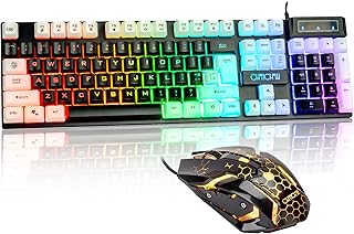 CHONCHOW Light Up Keyboard and Mouse Combo, Full Size RGB Gaming LED Keyboard and Rainbow Wired Gaming Mouse for PS4 PS5 Xbox One Computer Desktop PC Gamer Office