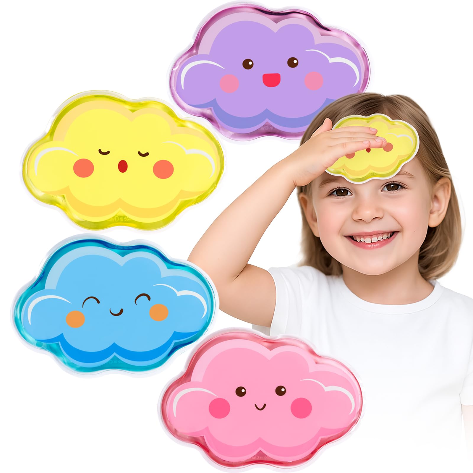Hilph Kids Ice Packs for Boo Boos, 4 Packs Small Cute Gel Ice Pack for Injuris Reusable for Kids Toddler Baby, Hot Cold Compress for Body Pain Relief,