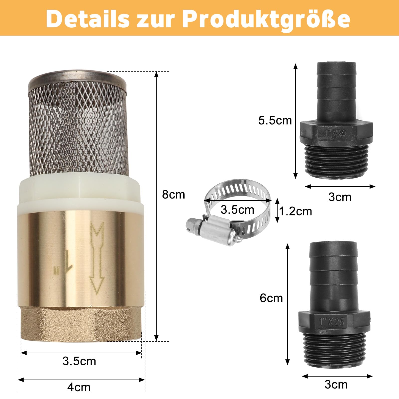 Clapet Anti-Retour En Ligne 10 Mm Avec 2 Colliers De Serrage - Pour Eau, Gaz, Tuyau D'Arrosage, Lave-vaisselle Et Sèche-linge - 5