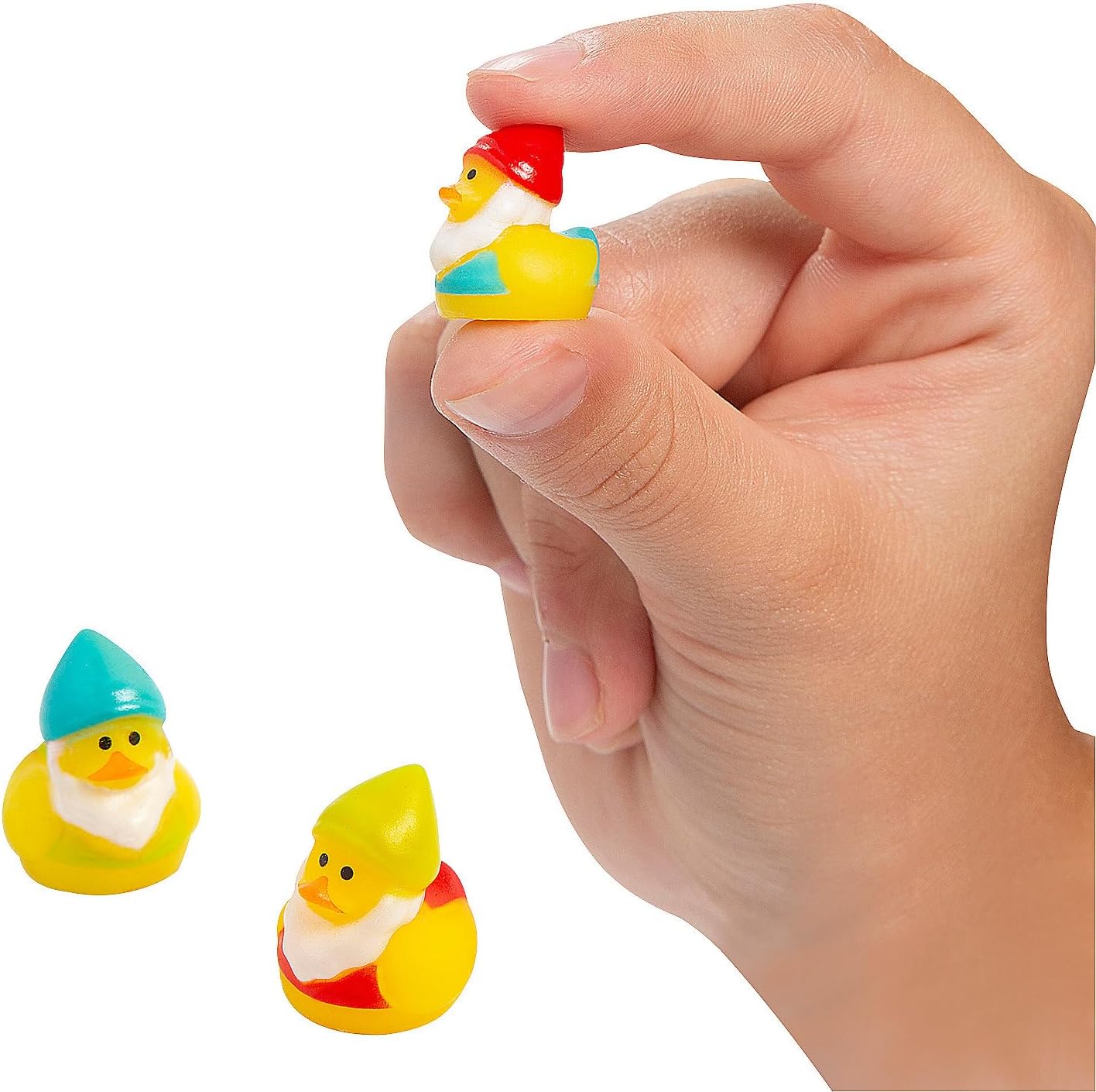 Fun Express 1/2" Micro Brightly Colored Gnome Rubber Ducks VBS 2026-24 Pieces