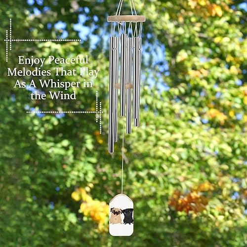 Miniatura 5 de Divertidos carillones de viento conmemorativos para perros con 6 tubos de aleación de aluminio, campanillas de viento, regalo para patio al aire