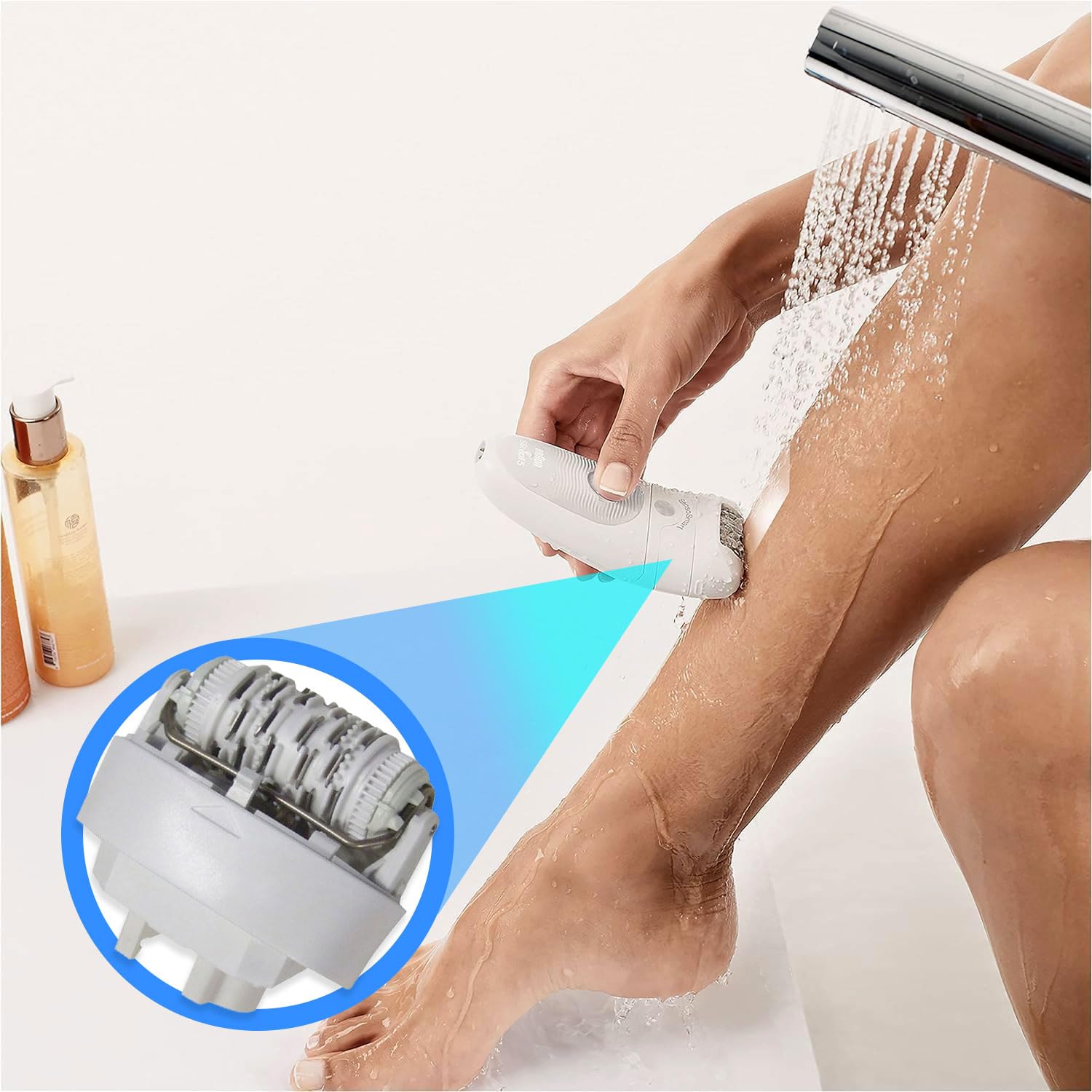 Anakel Home Repuesto Cabezal Depilación 67030946 Compatible con Braun Silkepil 7 Xpressive Pro y Compatible con Braun Silk Epil 5, Color Blanco | Cabezal depilador de acero inoxidable | modelos 5180-5780 7180-7891 | impermeable