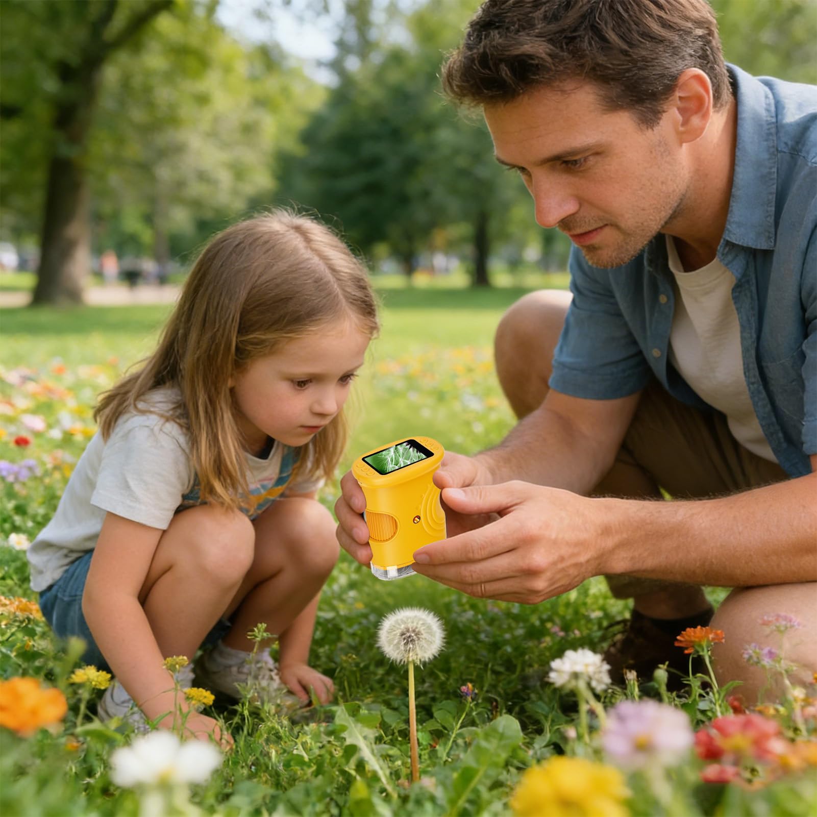 Microscopio Digitale per Bambini 1000X Giocattoli Educativi Ricaricabili | Microscopio Digitale Portatile Con Schermo Da 5 Cm per Ragazzi Laboratorio Casa Scuola Natura All'aperto Bambini e