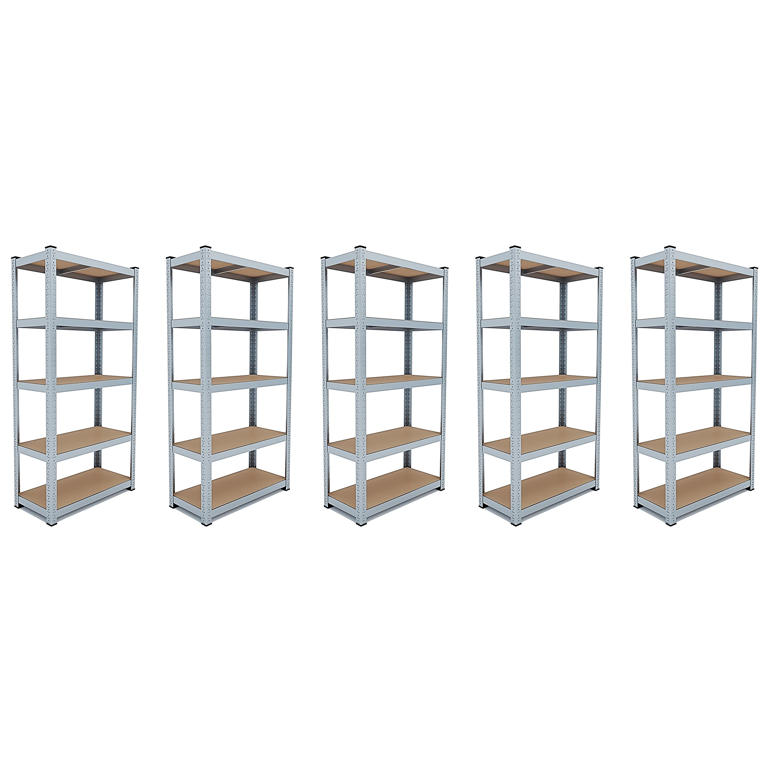Bricozone Set 5 Scaffali Metallici con Ripiani in MDF 180 x 90 x 40 cm Portata 875 kg