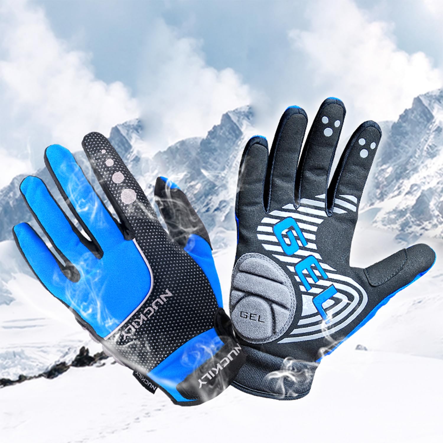 NUCKILY Winterhandschuhe Herren Handschuhe Damen Winter Warm Winddicht Touchscreen Fahrradhandschuhe Wasserabweisende Laufhandschuhe Rutschfeste Sporthandschuhe Geschenke Weihnachten für männer Frauen