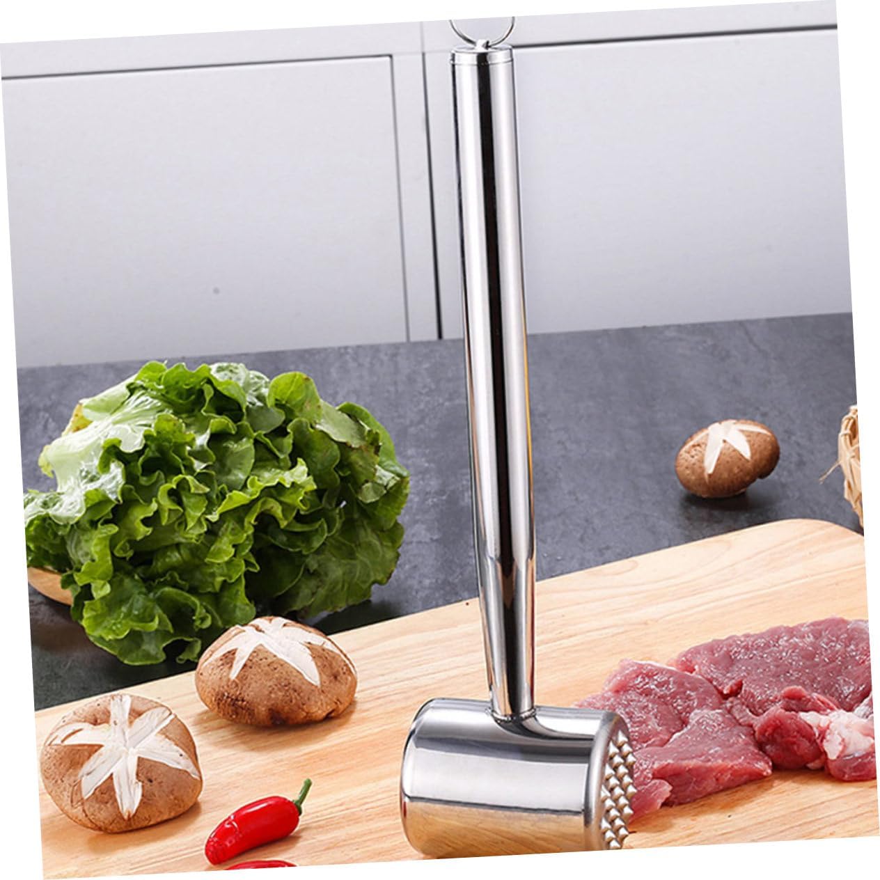 Alipis 2pcs Stainless Steel Kitchen Meat Tenderizer Steak Hammer for Tenderizing Beef Poultry for Home Restaurant Use Easy to Clean Design