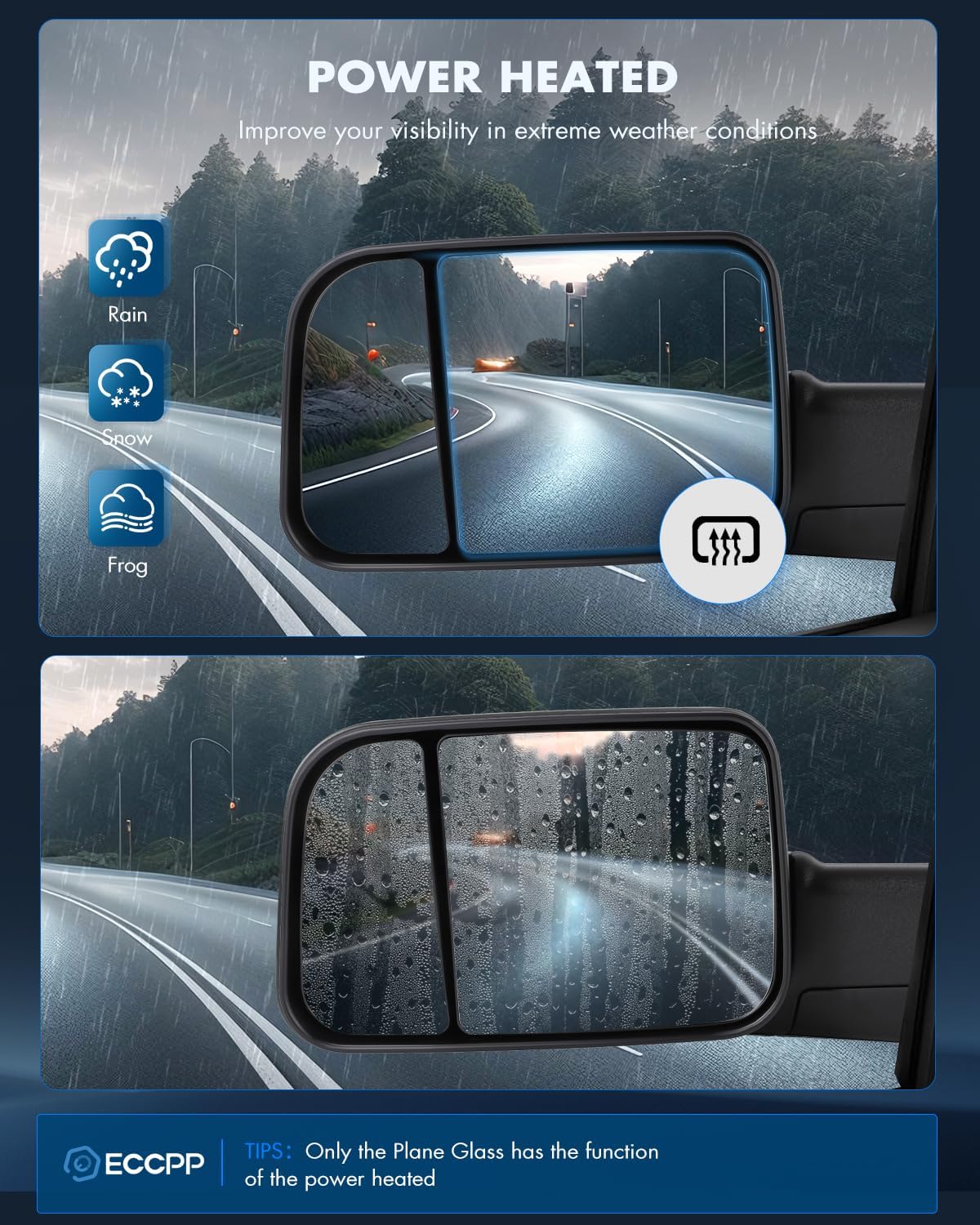 ECCPP Towing Mirrors for 2011-2015 for Ram 1500 2500 3500 2009-2010 for Dodge for Ram 1500 Black power heated Side View Pair Mirrors