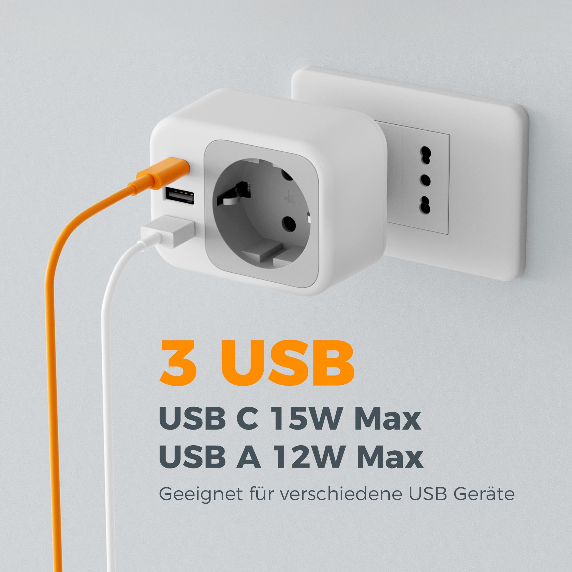TESSAN Adapter Italien Steckdose, Typ L - Image 3