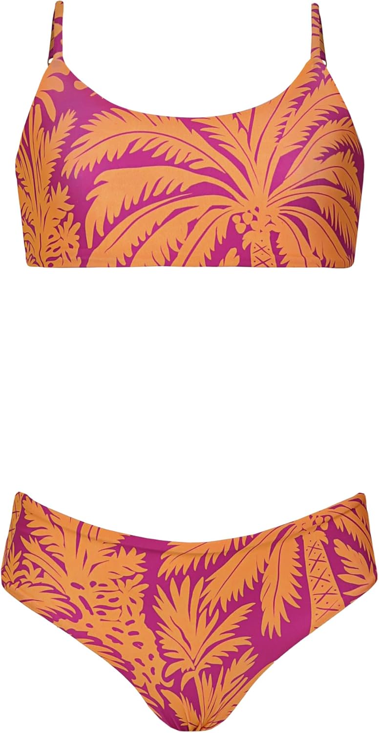 Maaji Girls' Flamingo Palm Reversible Bikini Set