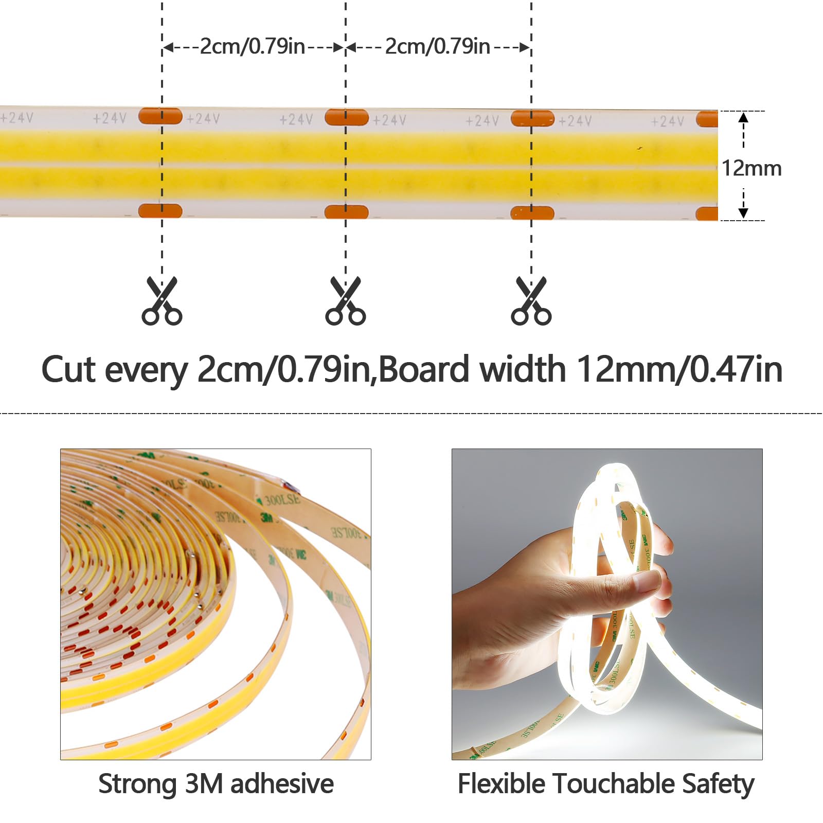 GOMING 32.8ft(10M) DC 24V Double Row COB LED Strip Light Cool White 6000K IP65 Waterproof 6000LEDs CRI 93+ 20000lm Uniform Glow Dotless Flexible LED Tape Lights for DIY Home Decor(No Power Supply) - Image 2