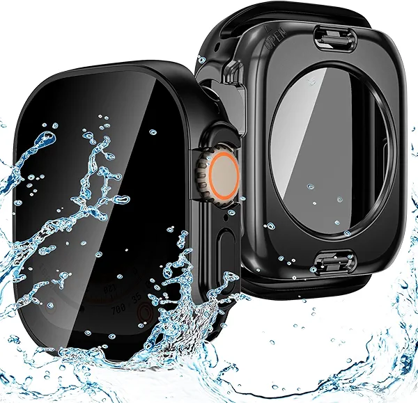 Goton Privacy Waterproof Case Compatible for Apple Watch Ultra 3/2/1 Screen Protector 49mm, Anti Spy Face Cover Back Bumper for iWatch Accessories