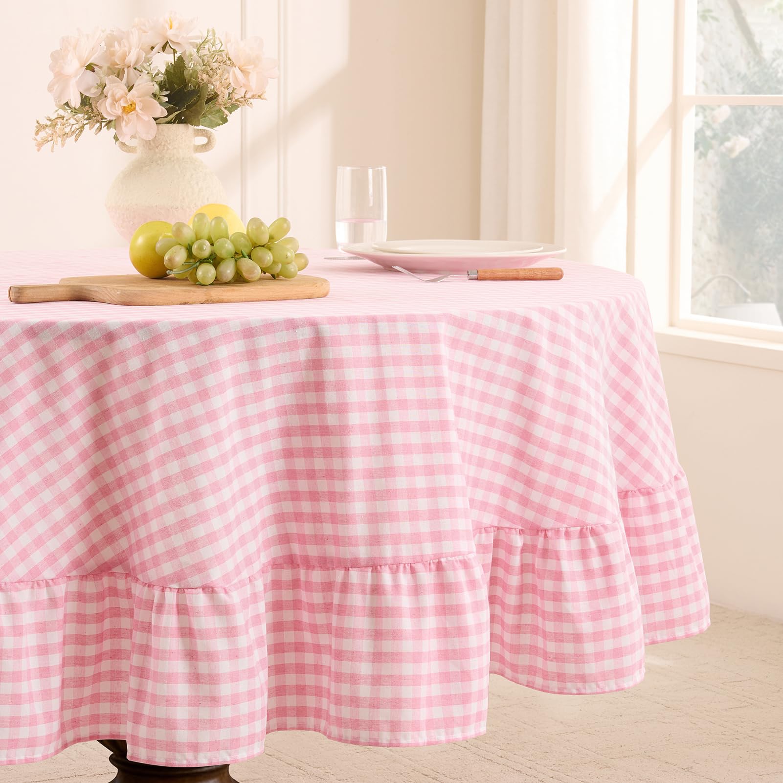 Orange Gingham Tablecloth - Ruffled Rectangle -32