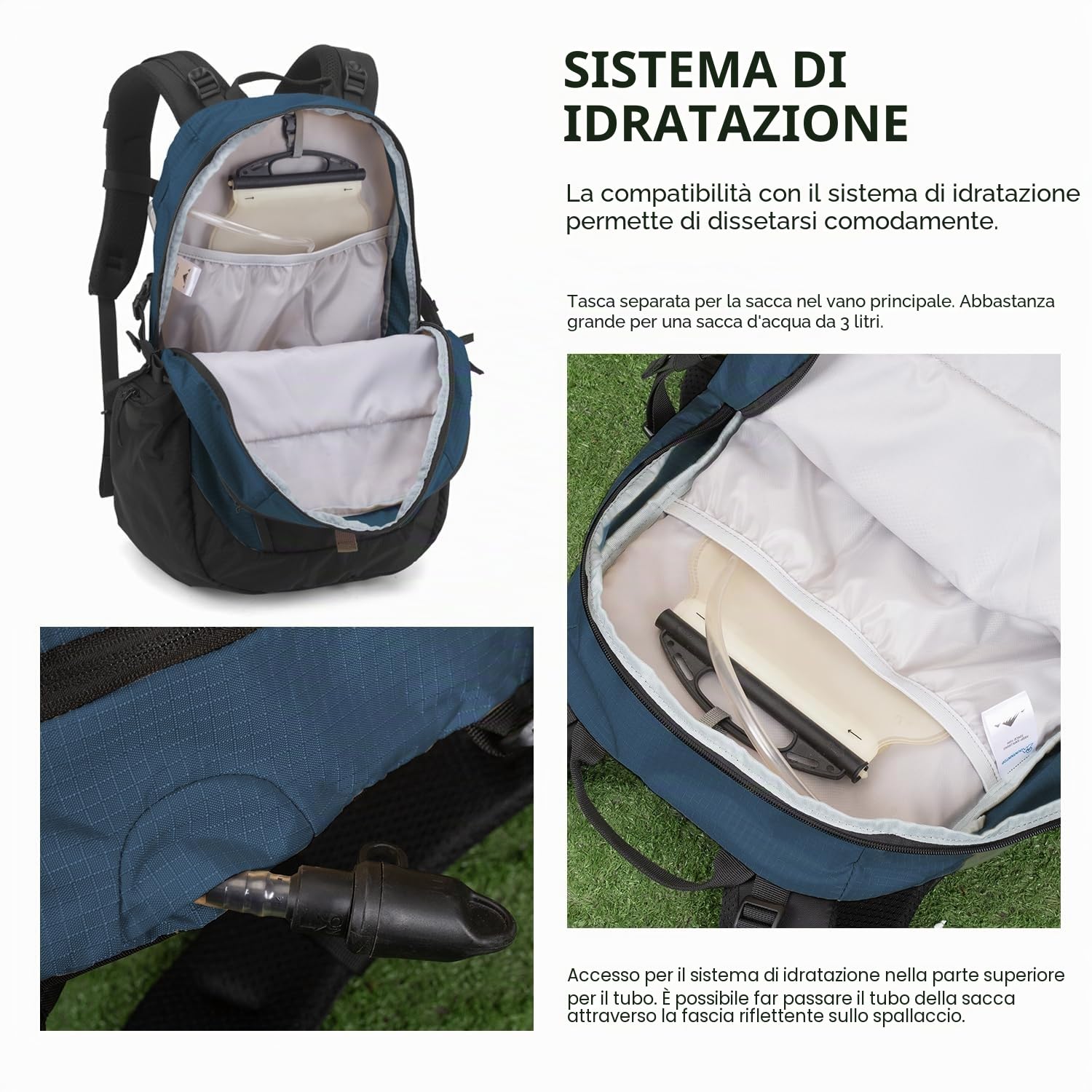 MOUNTAINTOP Zaino da trekking da uomo e da donna, 30 l/40 l, per uso quotidiano e all'aperto, escursioni di giorno e ciclismo