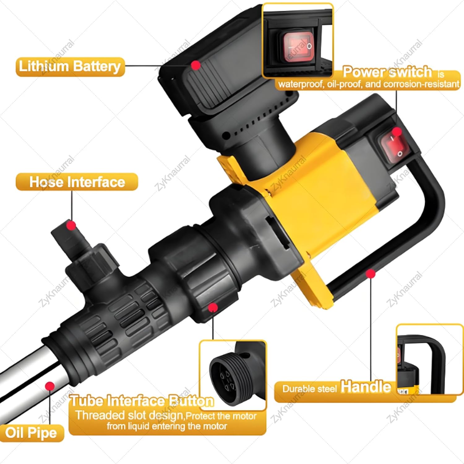 Electric Oil Barrel Pump, 36 V Wireless Charging Portable Fuel Drum Pump, Transfer Pump with 10-130L/min Suction for Diesel/Kerosene ST-1Battery