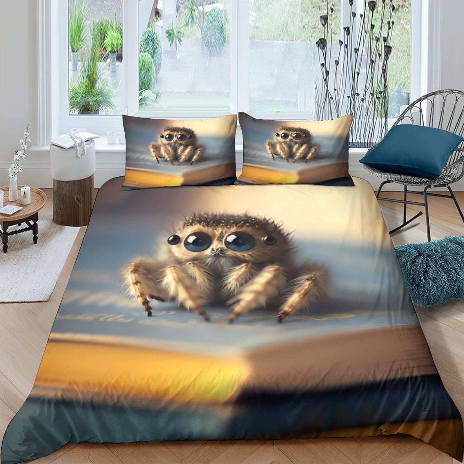 Ctjqhvkz Style-8 3D Printed Cute Spider Fitted Sheet Microfiber Soft Breathable Cartoon Sunglasses Bed Cover For Bedroom Dorm Decor Single（135X200cm）