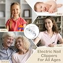 CPEX Electric Nail Clipper Automatic Nail Trimmer 2-in-1 Nail Clippers & Polisher with LED Light USB Rechargeable Safety Fingernail Trimmer for Baby Kids Seniors Adults Easy Grooming Tool gallery image