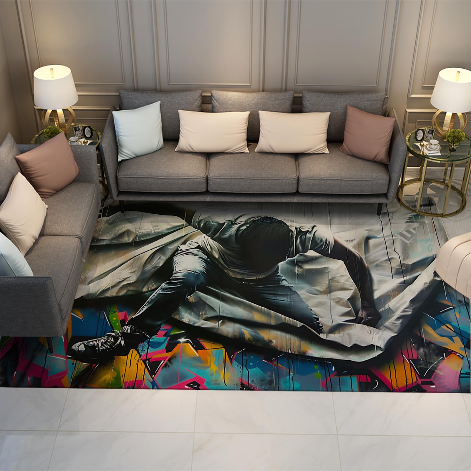 Tapis de balcon graffiti pop art moderne pour un extérieur stylé