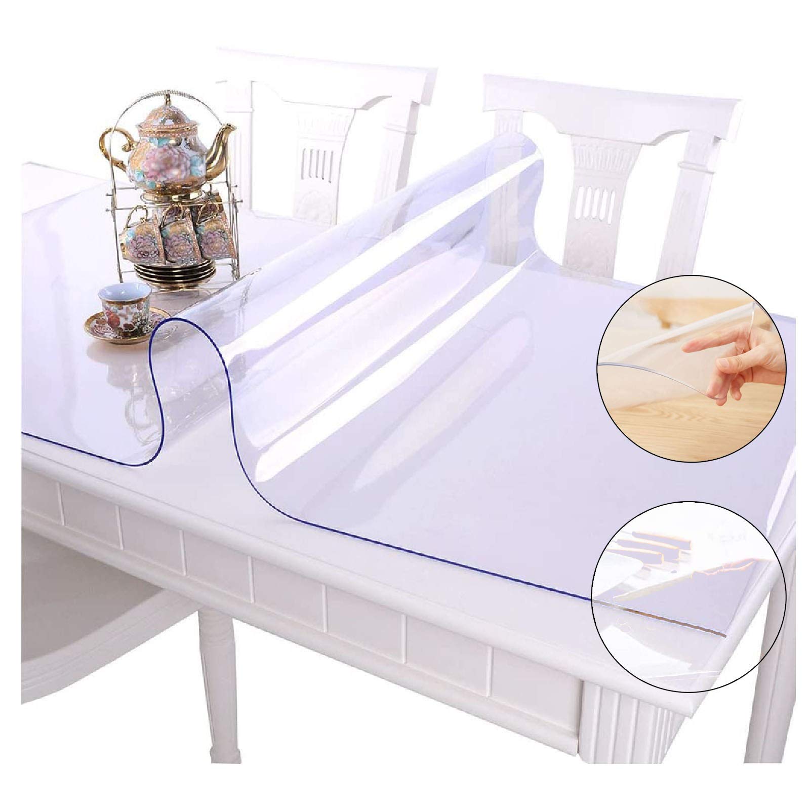 Tovaglia Trasparente 1mmPVC Lastra di Cristallo Trasparente Proteggi Tavolo Tappetino da Tavolo in plastica Vetro Morbido per Tavolo da Pranzo scrivania, Dimensioni Personalizzate (Color : Clear, Size