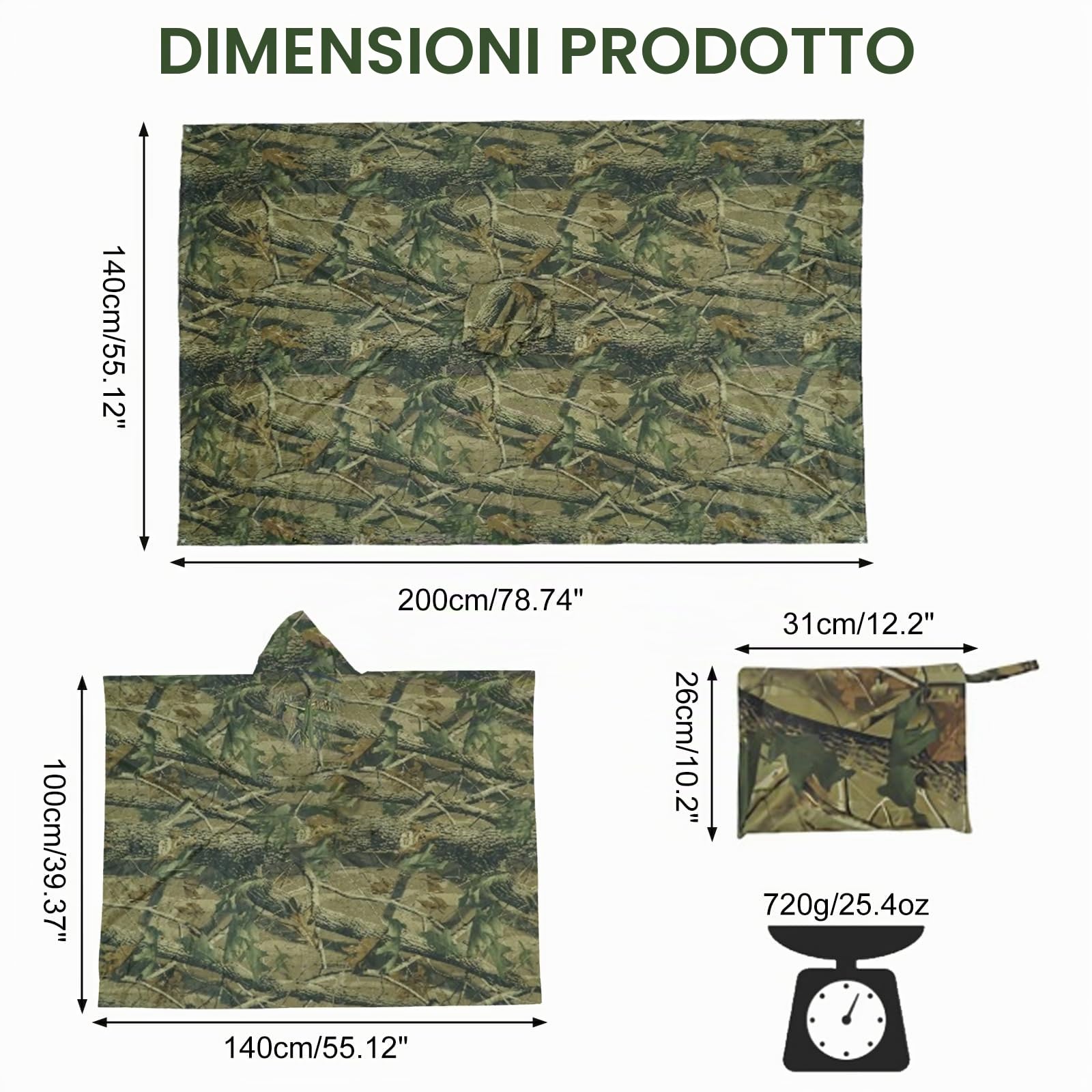 Poncho Impermeabile con Cappuccio, Mantella Antipioggia Impermeabile Uomo Donna, Poncho Antipioggia 3-in-1 Multifunzionale Riutilizzabile