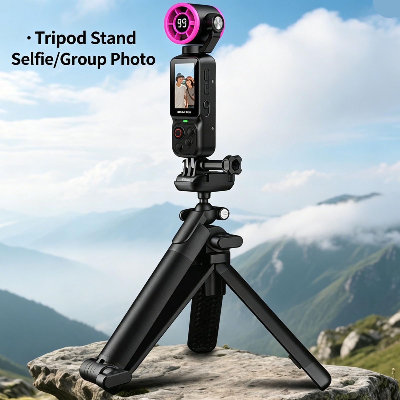 Videocamera portatile con ricarica di tipo C, schermo frontale e lente rotante per video di vlog di viaggio, preparazione quotidiana di dessert, frusta da cucina