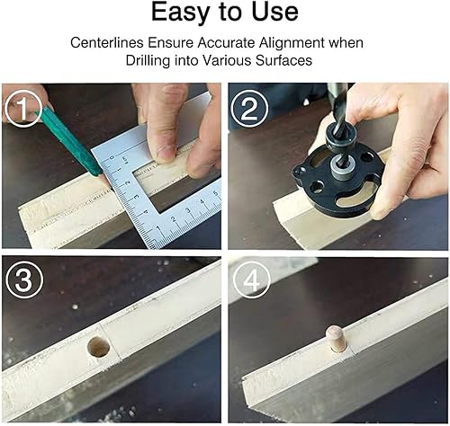Miniatura 2 de Juego de 9 plantillas de clavijas autocentrantes, localizador de guía de taladro de mano, herramientas de taladro manual, posicionador de plantilla