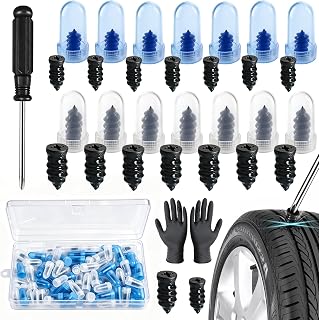 100 Pieces Vacuum Tire Repair Set Nails, Tire Repair Set Car, Motorcycle, Nail with Screwdriver and Gloves, 2 Sizes, Suitable for Cars, Motorcycles, Bikes (50S + 50L)