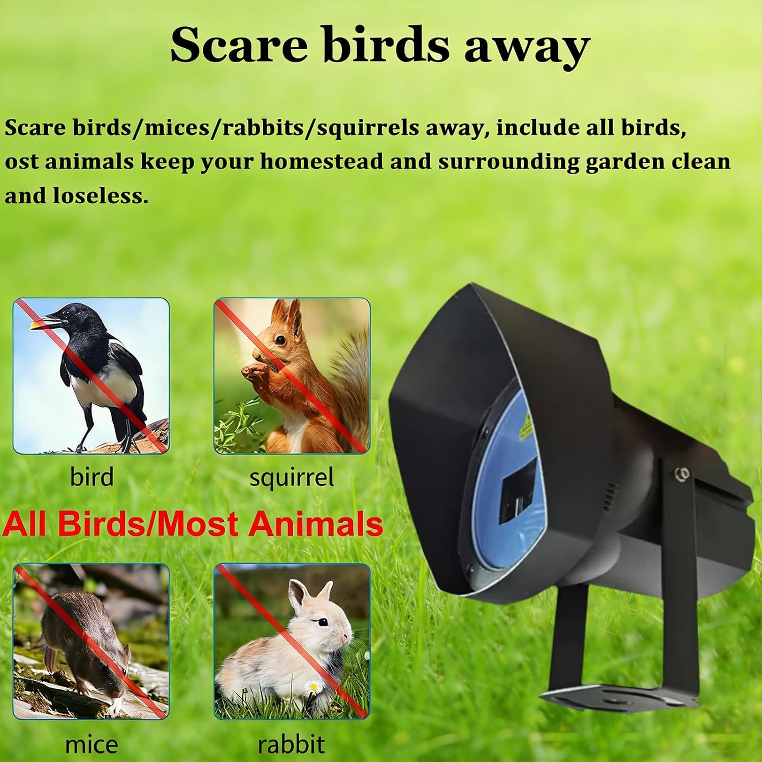 Repelente Láser Automático para Aves, Ahuyentador Láser De Aves | Escaneo Automático De Gran Angular De 120°, Resistente Al Agua Para Exteriores, Perseguir Palomas, Estorninos Y Gorriones