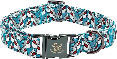 Elegant little tail Dog Collar, Summer Dog Collar Shark Print Cotton Durable Boy