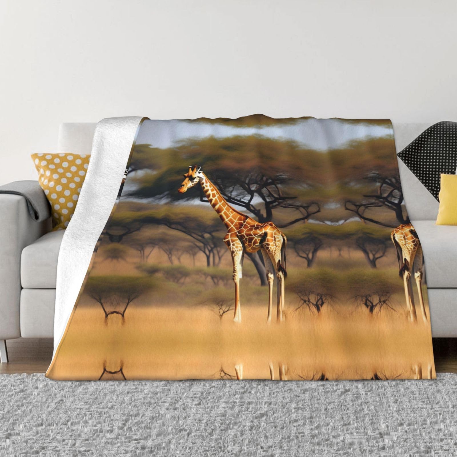 Couvre-lit en flanelle au design girafe majestueuse de haute qualité