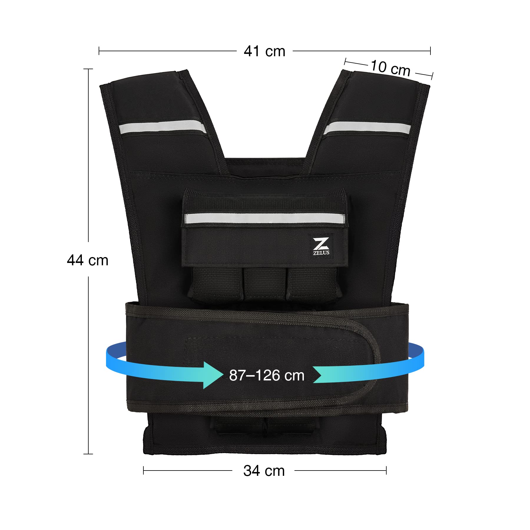 ZELUS Kamizelka obci¹¿eniowa regulowana, 0,5 – 10,5 kg/0,5 – 20,5 kg, kamizelka treningowa z 20 regulowanymi ciê¿arkami, kamizelka do biegania dla kobiet i mê¿czyzn, kamizelka fitness, kamizelka sportowa, kurtka treningowa