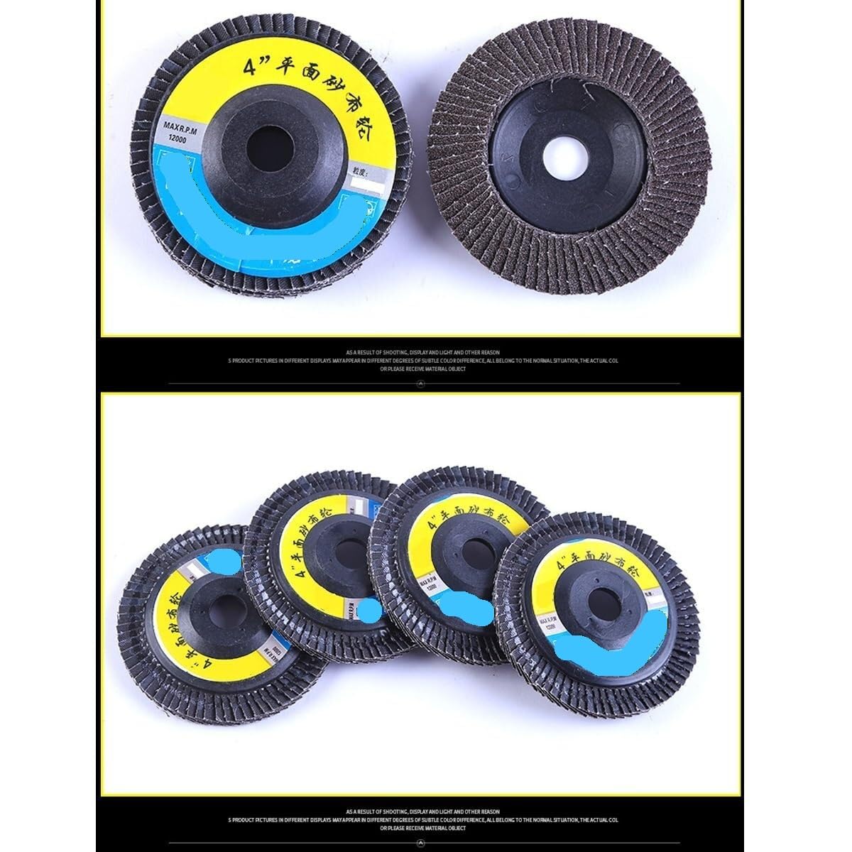 10 Stück 4-Zoll-Fächerscheiben, Körnung 60/80, Schleifscheiben for Metall, Holz, Marmor(80grit Plastic shell)