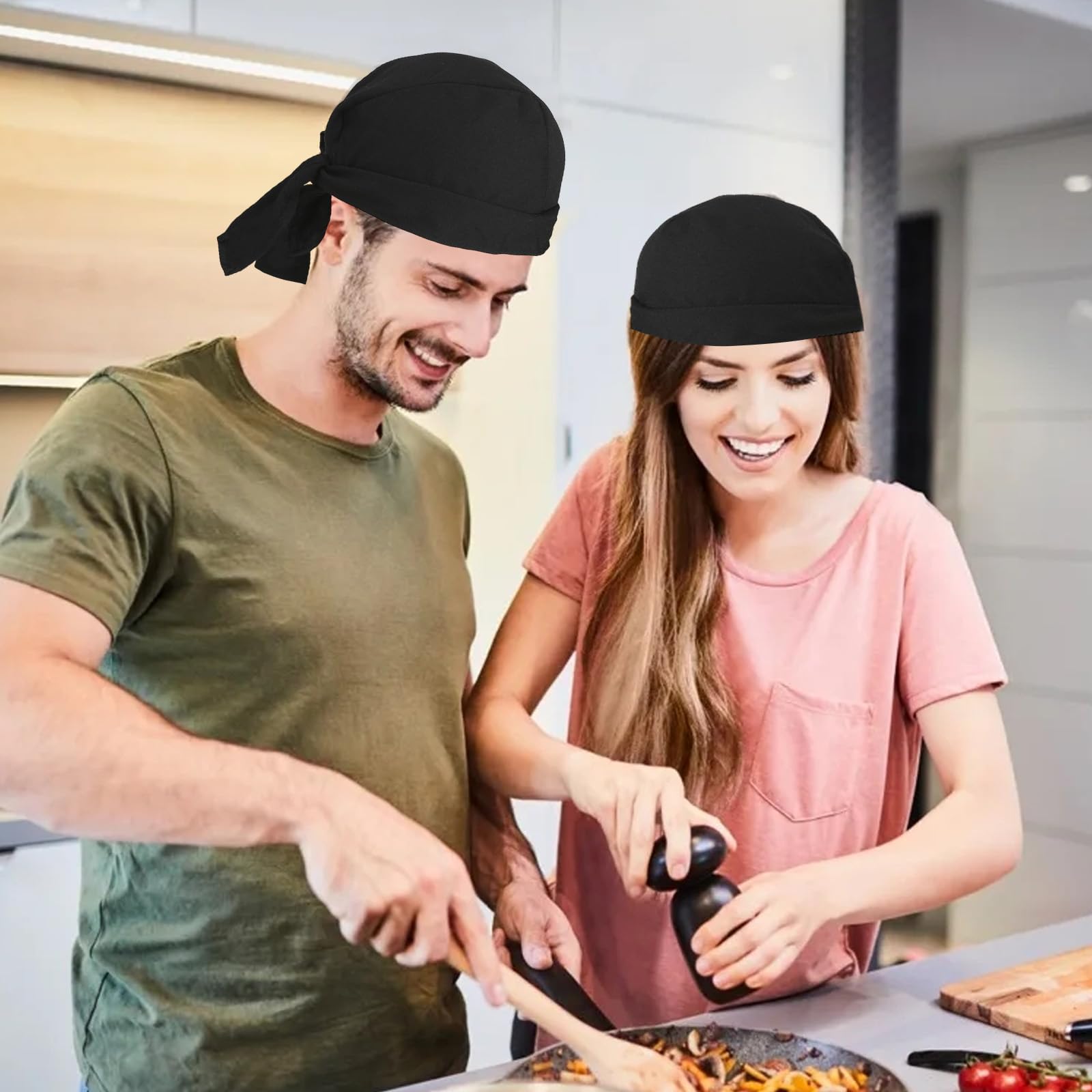 3 sztuki czapek kucharskich, uniseks, męska czapka kucharska, elastyczna, regulowana i oddychająca, rozmiar uniwersalny, do restauracji, hoteli, piekarni, szkół i domu (czarna)