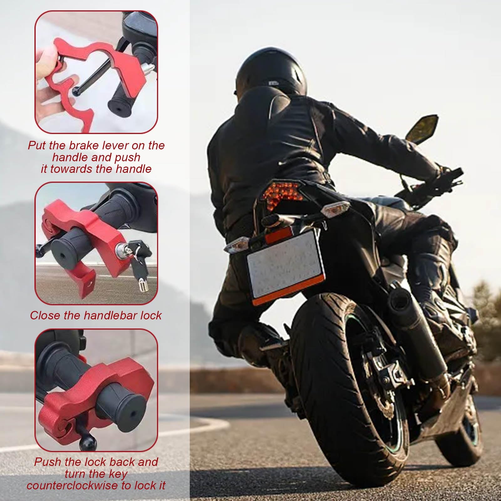 BLOCCO PER LEVA Freno Trasporto Moto Scooter Rigido Oxford Ox622 Nero - Foto 13