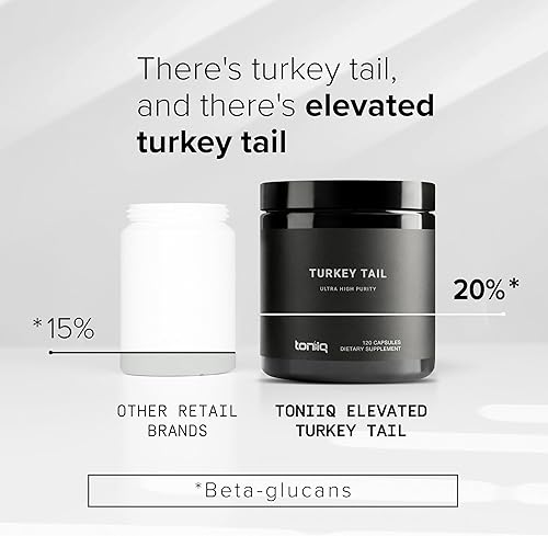 Miniatura 4 de Toniiq Turkey Tail Mushroom Capsules - Ultra High Potency with 20% Beta Glucans - Highly Concentrated - Third-Party Lab Tested - 120 Capsules