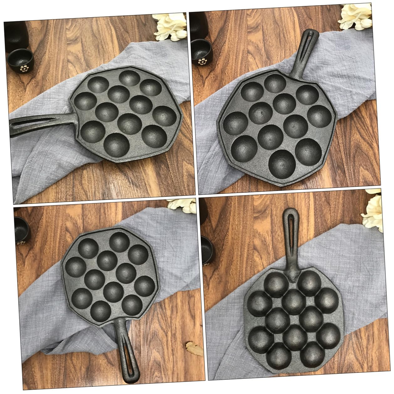 VICASKY Takoyaki Kochblech 2 Stück aus Eisen, Schwarz, Anti Rost | Gleichmäßige Wärmeverteilung, für Zuhause und Küche, Praktische Schnecken Backform