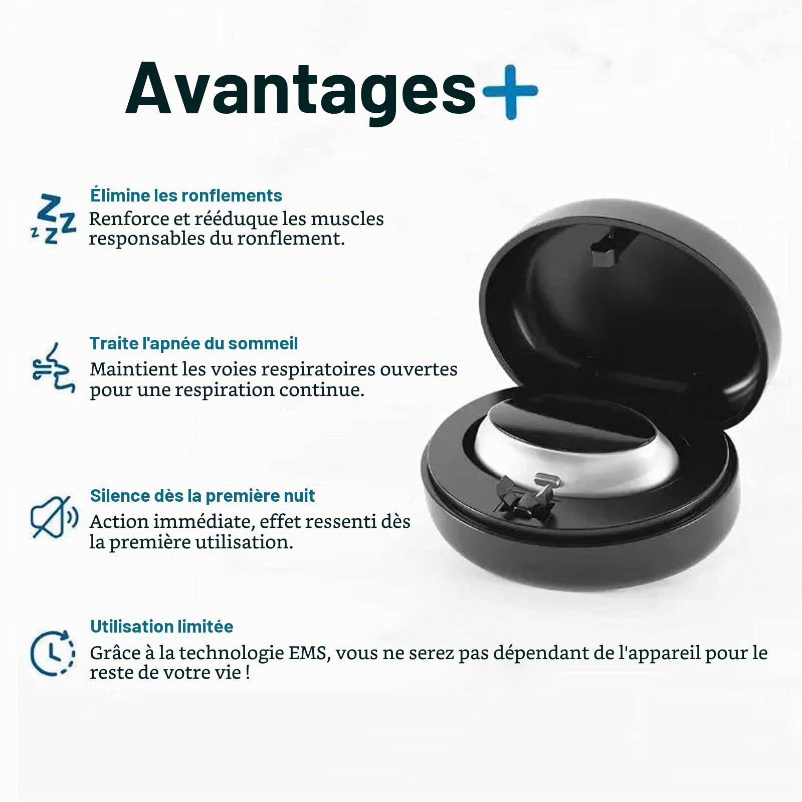 Appareil Anti-ronflement Z3 Pro, Entraîneur Intelligent De Sommeil Profond Par Micro-stimulation, Solution D'amélioration Portable Réglable À 3 Vitesses For Une Respiration Meilleure Et Douce
