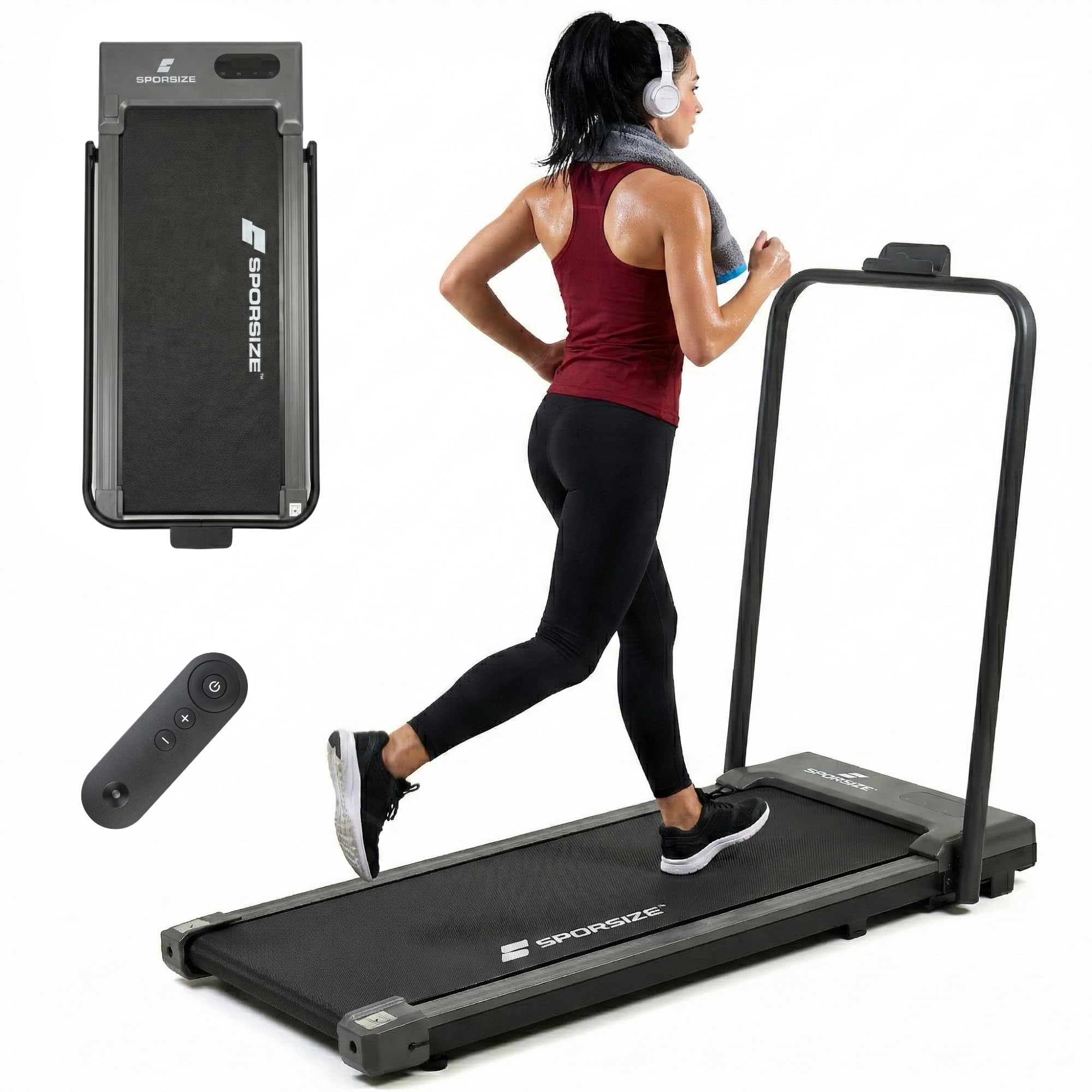Sporsize 2 HP Katlanabilir Yürüyüş ve Koşu Bandı – Sessiz Motor, Uzaktan Kumanda, LED Ekran – Ev & Ofis Spor Aleti WalkingPad