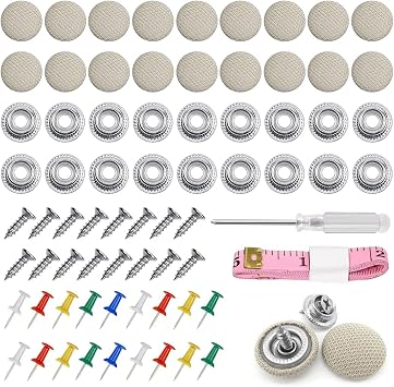 Mandark 60PCS Car Roof Headliner Repair Kit, Vehicle Roof Snap Rivets Retainer with Installation Tool, Automotive Repair Buckle for Interior Ceiling Cloth Fixing, Universal for Most Cars Beige Gray
