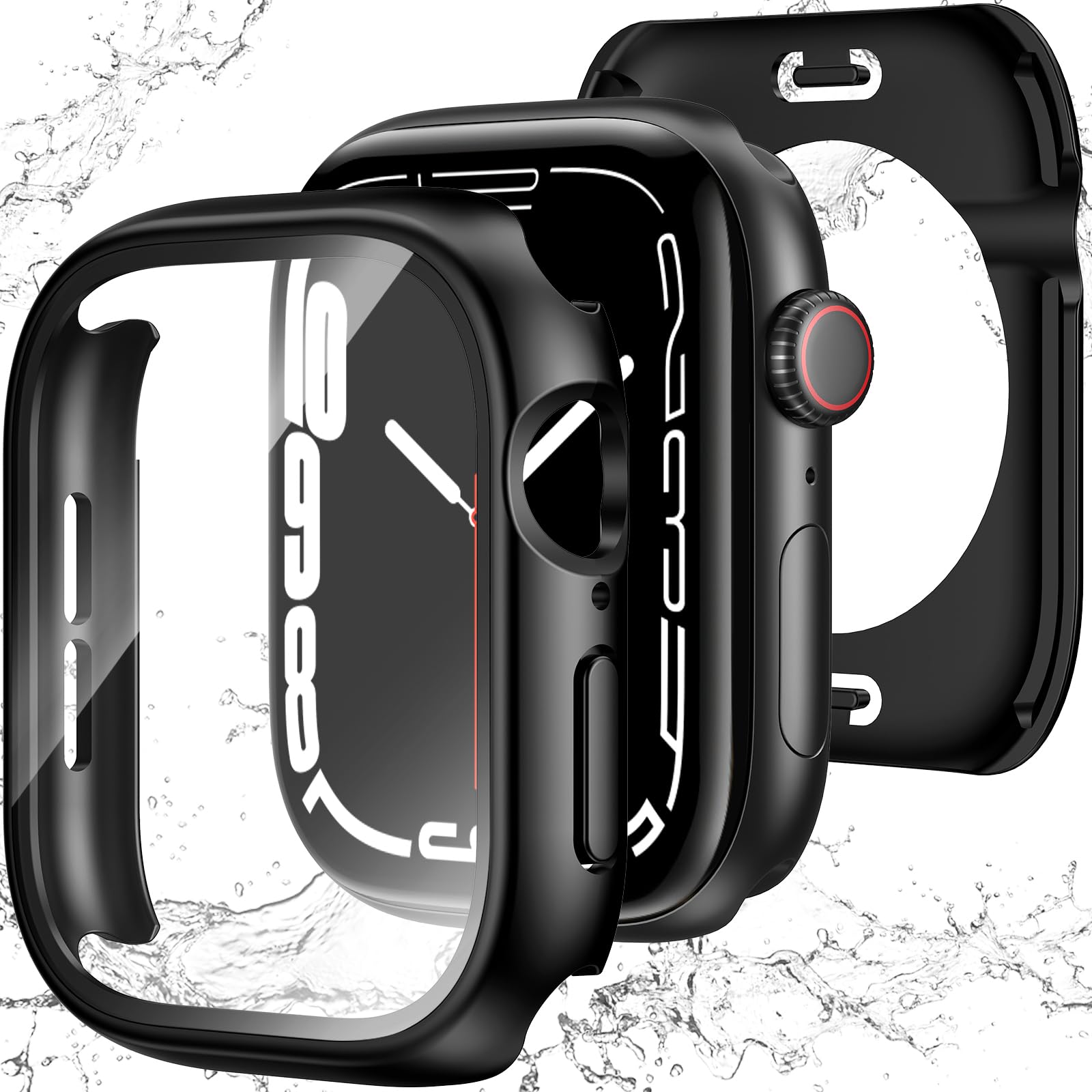 YIJDACASE Coque étanche 3 en 1 IP67 pour Apple Watch Series 4/5/6/SE 44 mm avec protection d'écran en verre trempé 【Protection complète à 360°】 Coque fine en polycarbonate rigide compatible iWatch
