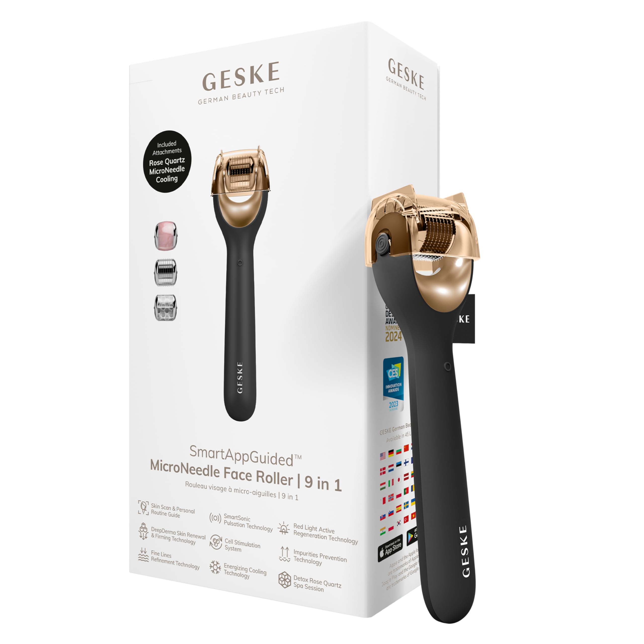 GESKE SmartAppGuided MicroNeedle Face Roller | 9 in 1