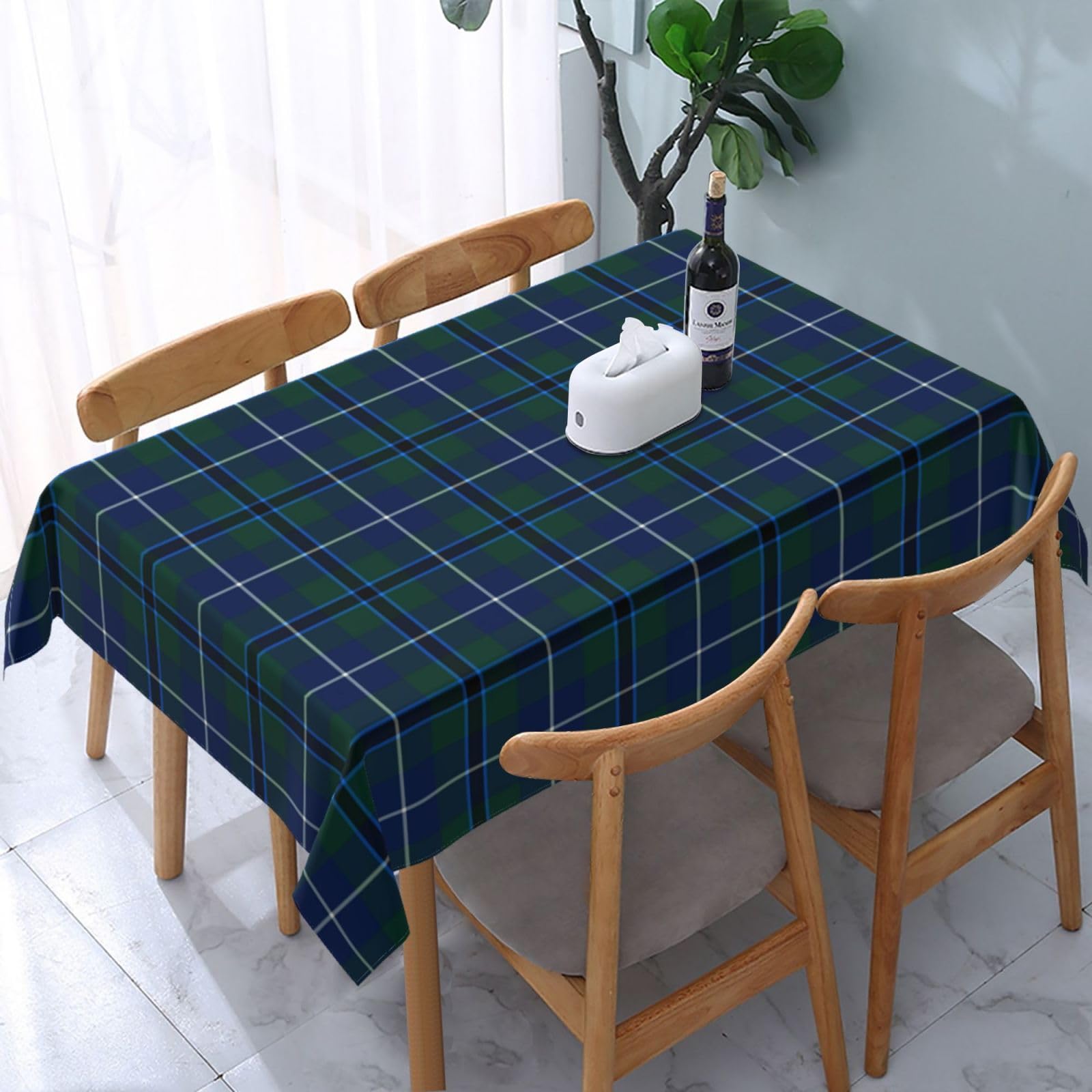 Fwjzdsp Douglas Modern Clan Tartan Tablecloth Rectangle Polyester Fabric Table Cloth, Water Resistant & Wrinkle Free Table Cover For Kitchen And Dining Room Tabletop 54"X72" (4-6 Seats)
