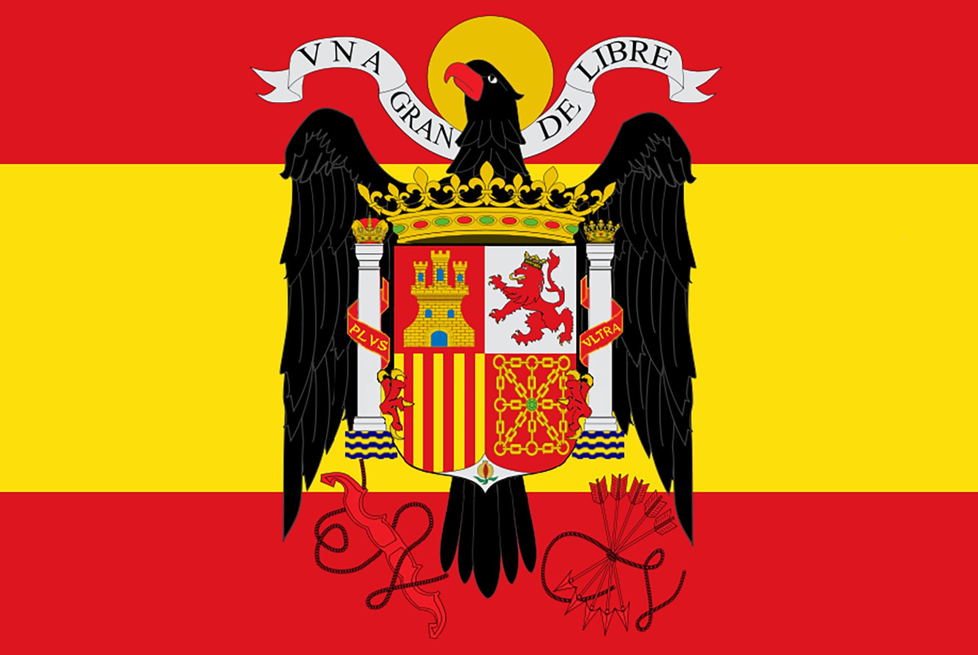 Durabol Bandera de España Escudo Aguila de San Juan Española Preconstitucional 150 x 90 cm Satén