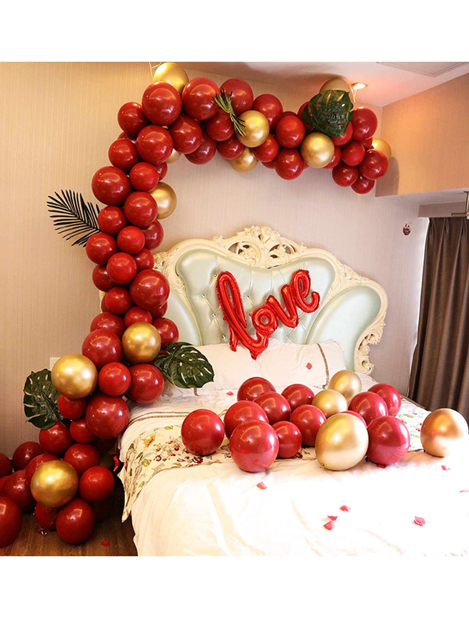 Best Balloons Red And Gold Love Theme Party - Wedding Party - Bridal Shower Party - Wedding Anniversary Beautiful Balloons Arch 132 PC Set