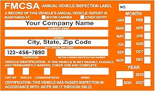 FHWA/FMCSA Vehicle Annual DOT Inspection Stickers, Truck Decal Personalized with Company Info, Permanent UV Protected Self Adhesive, 6"" x 3.5""