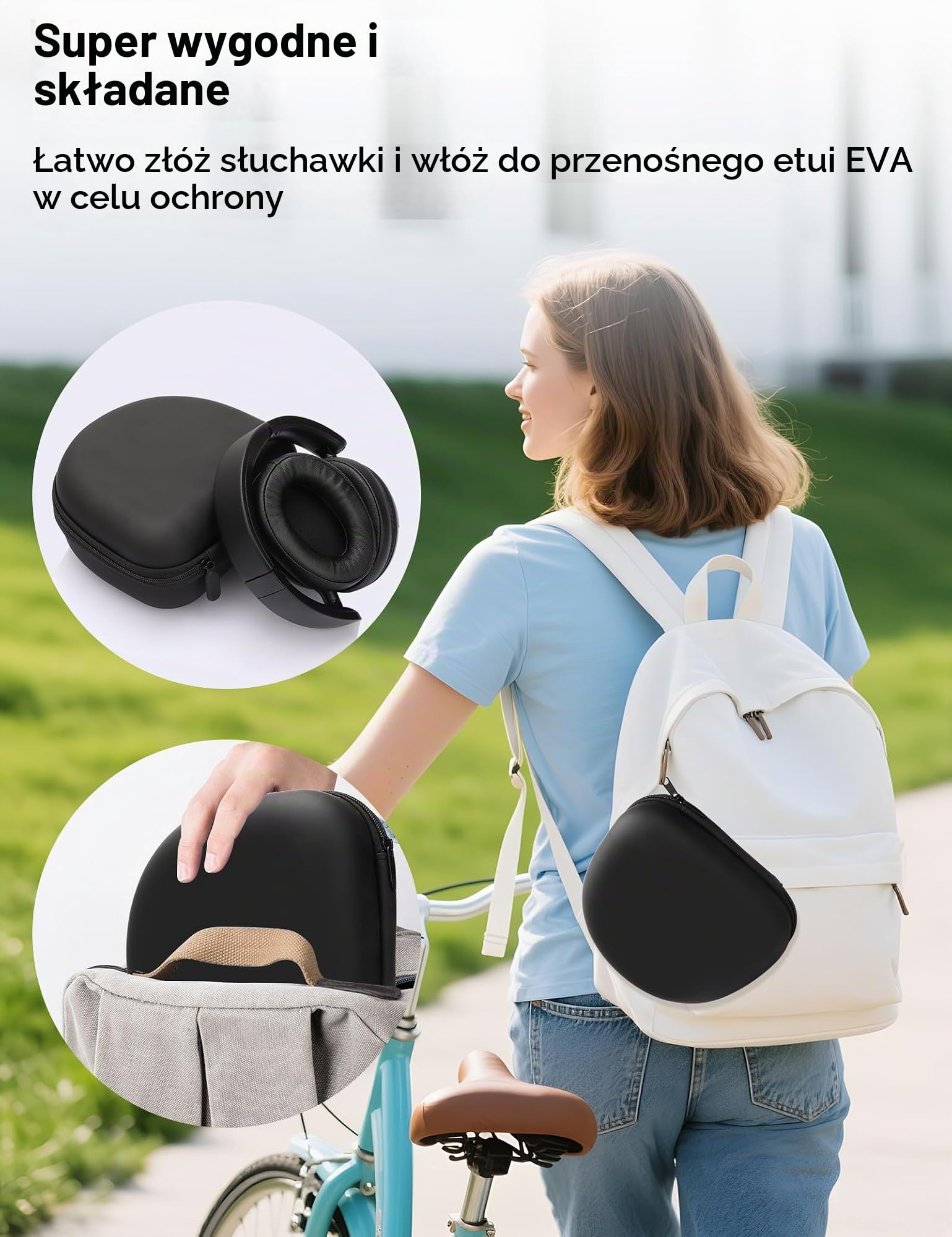Słuchawki Bluetooth Over Ear, Hybrid Active Noise Cancelling, 20 godzin odtwarzania w trybie ANC, Hi-Res Audio głęboki bas, lekkie składane bezprzewodowe słuchawki z torbą do przenoszenia telefonów