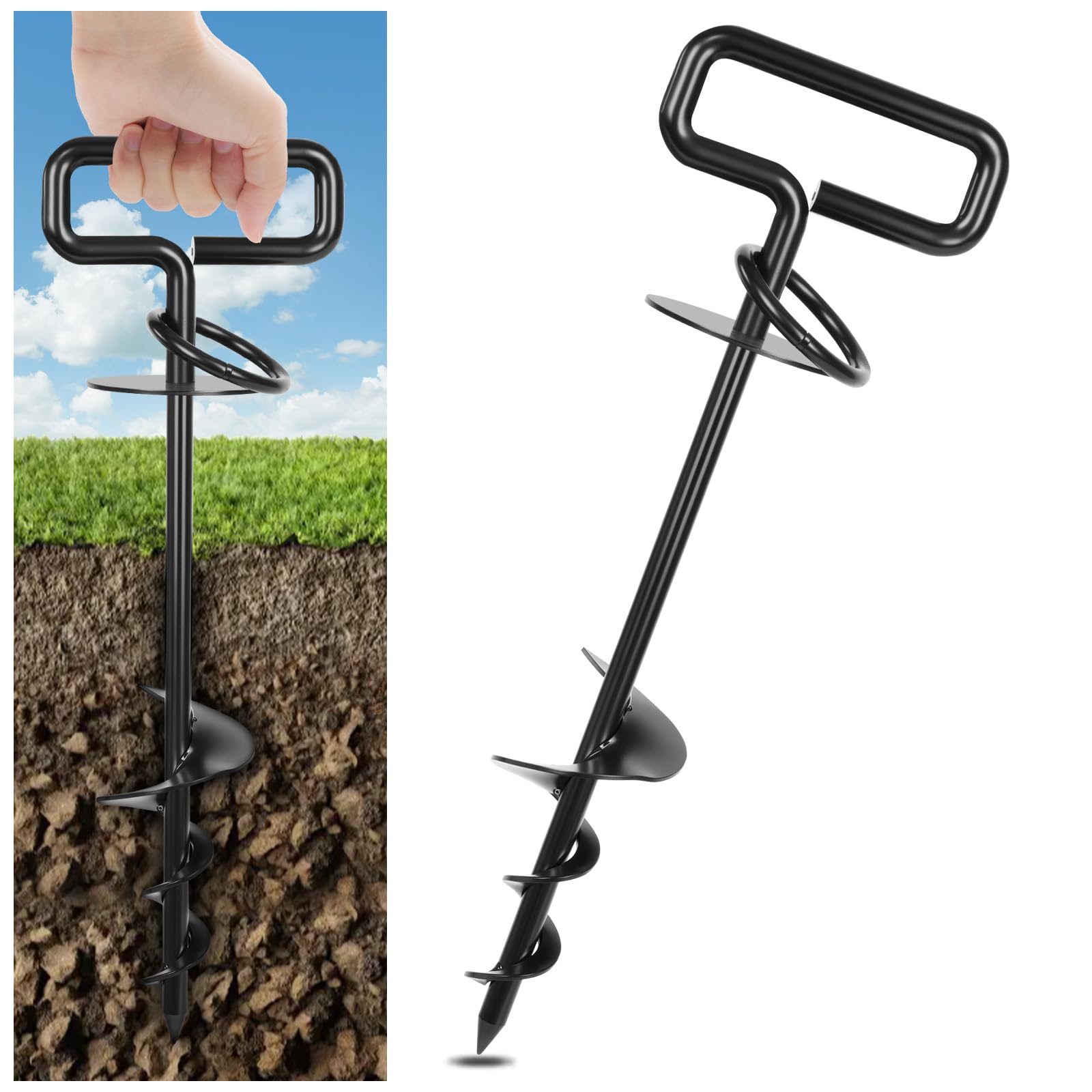 Aomig 20FT Dog Tie Out Stake, Heavy Duty Dog Spiral Ground Stake, Sturdy Dog Lead Stake, Steel Spiral Ground Dog Spike
