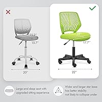 Vista 5 de Yaheetech Linda silla de escritorio para niños, silla de computadora pequeña sin brazos con soporte lumbar para adolescentes, respaldo bajo, Verde