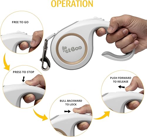 Miniatura 4 de Correa retráctil con mango antideslizante, 360 sin enredos, reflectante, resistente de 16 pies para perros pequeños a grandes, bloqueo con una sola